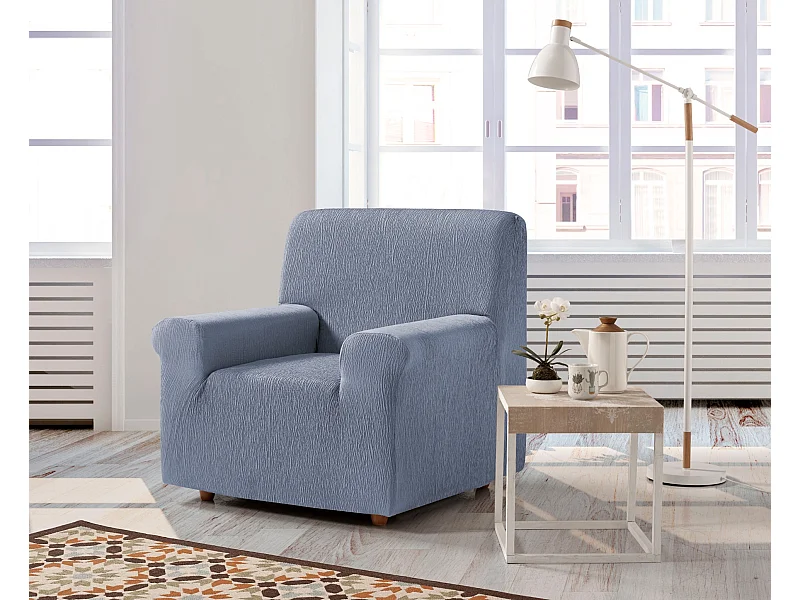 ESTORALIS | Funda de Sofá Tejido Elastico Resistente | Para Sillon 1 Plaza | Tamaño ( de 70 a 110 cm. )  | Modelo BETA Color Celeste