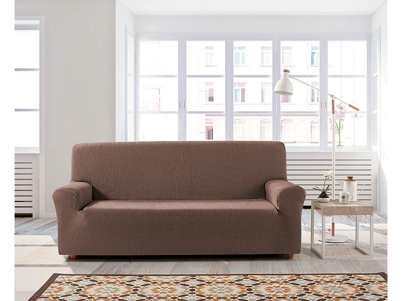 ESTORALIS | Funda de Sofá Tejido Elastico Resistente | Para Sofa Clic Clac 3 Plazas | Tamaño (de 180 a 205 cm.)  | Modelo BETA Color Caldera