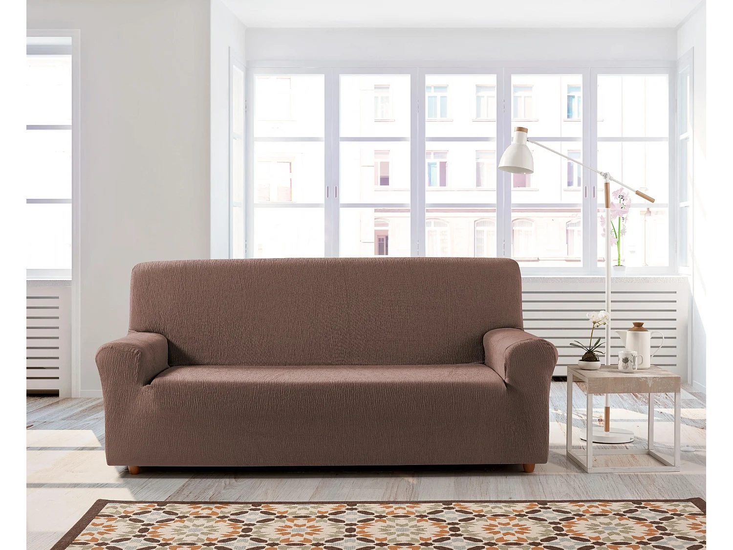 ESTORALIS | Funda de Sofá Tejido Elastico Resistente | Para Sofa Clic Clac 3 Plazas | Tamaño (de 180 a 205 cm.)  | Modelo BETA Color Caldera