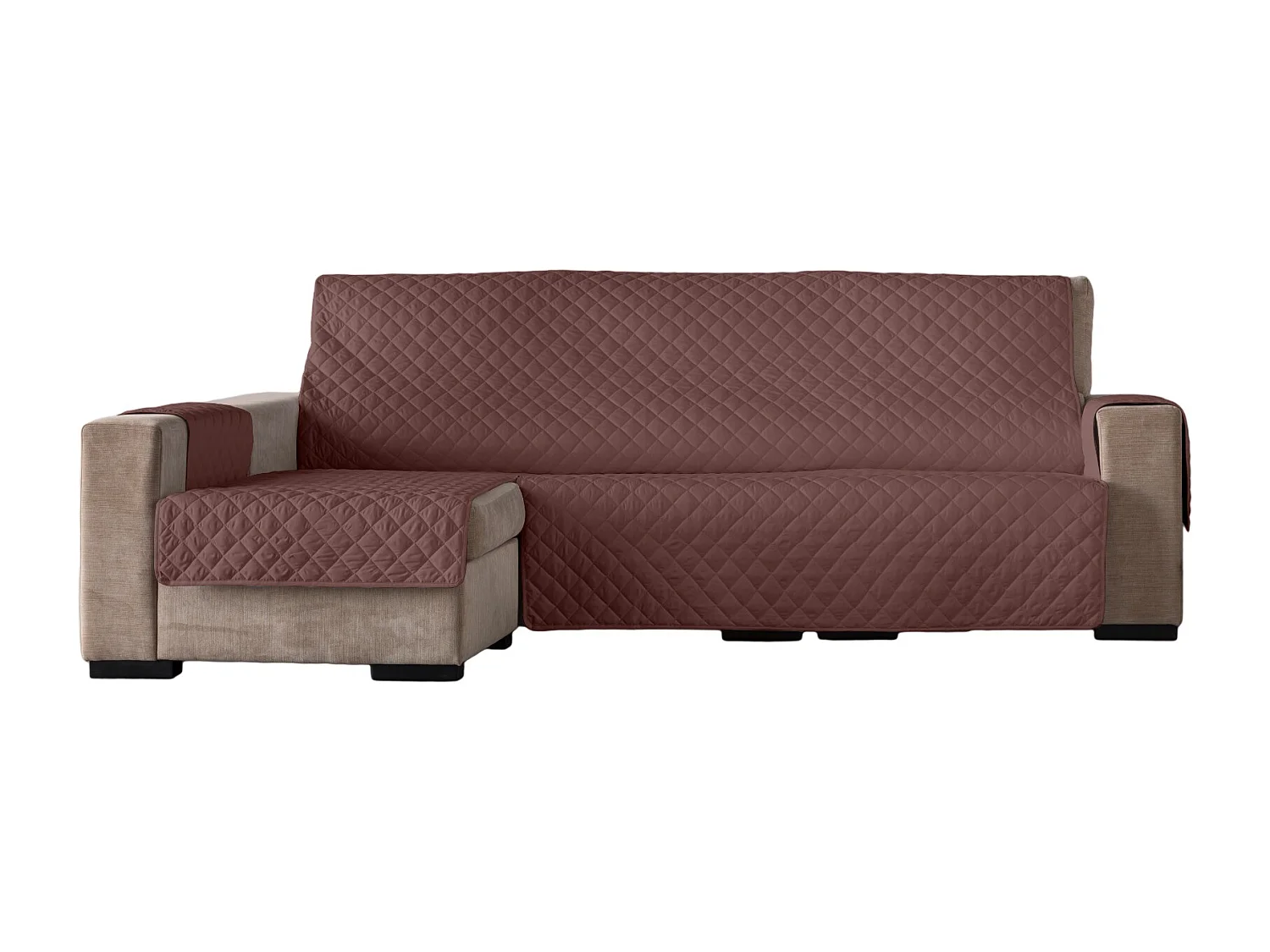ESTORALIS | Cubre Sofá Acolchado  | Chaisse Longue 290 cm Brazo Izquierdo | Tela 290 x 255 cm | Modelo EDEN Color Marron