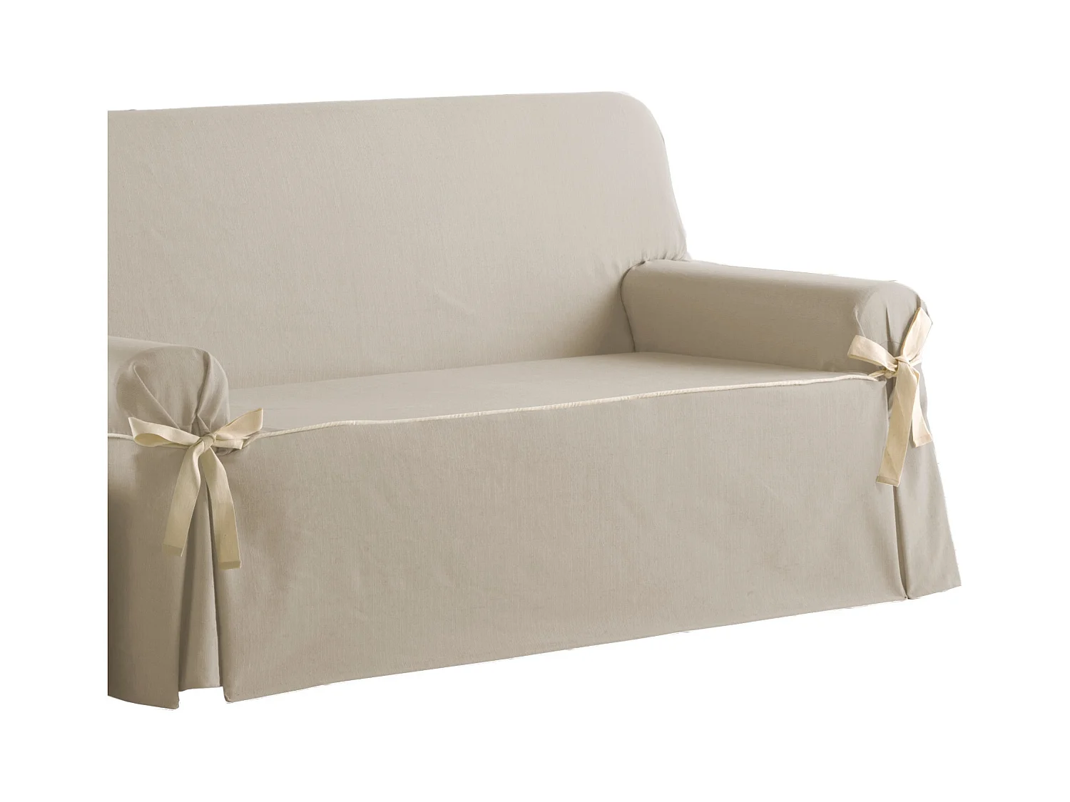 ESTORALIS | Funda Sofá Lazos Tejido Jaquard Resistente | Para Sofa de 2 Plazas | Tamaño ( de 140 a 170 cm. )  | Modelo BERET Color Lino
