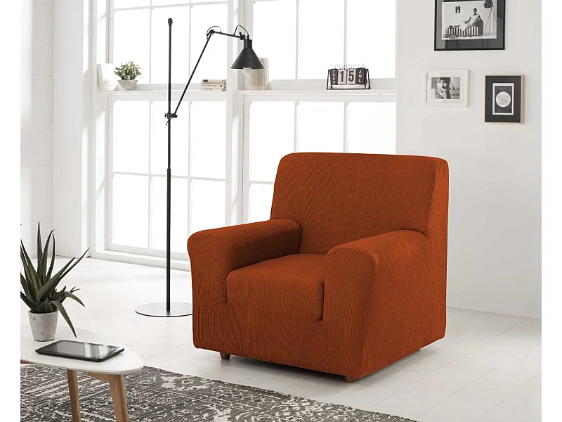 ESTORALIS | Funda de Sofá Tejido Elastico Resistente | Para Sillon 1 Plaza | Tamaño ( de 70 a 110 cm. )  | Modelo BERTA Color Teja