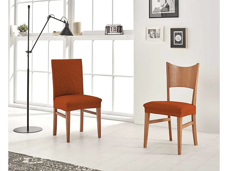 ESTORALIS | Funda de Asiento Tejido Elastico Resistente | Para Asiento de Silla | Tamaño (45x45 cm.)  | Modelo BERTA Color Teja