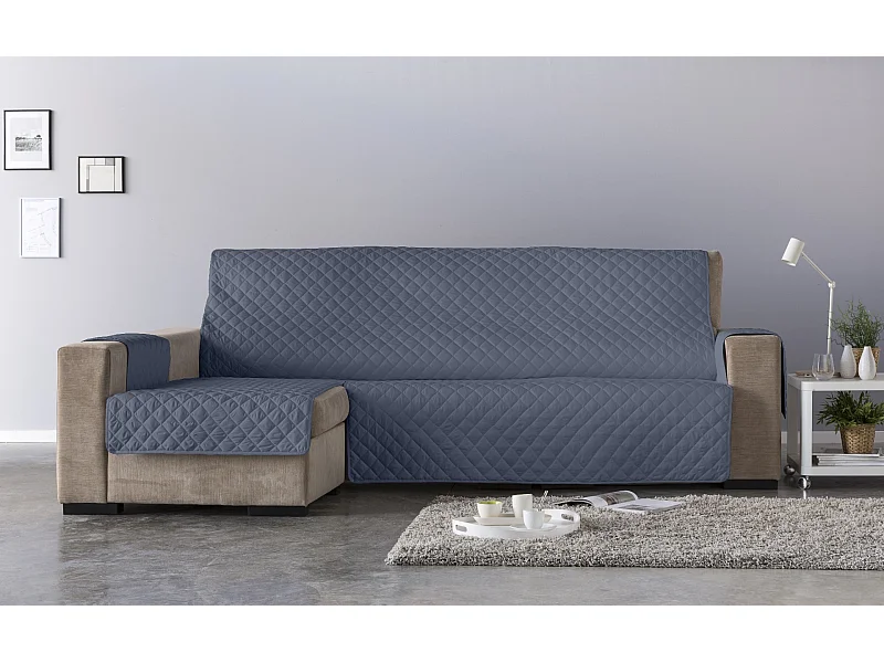 ESTORALIS | Cubre Sofá Acolchado  | Chaisse Longue 290 cm Brazo Izquierdo | Tela 290 x 255 cm | Modelo EDEN Color Piedra