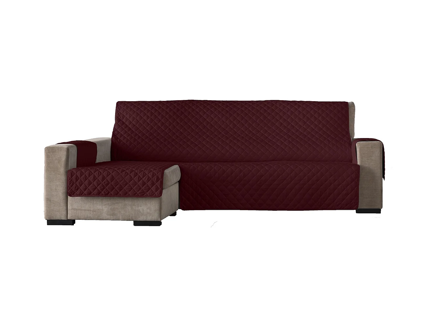 ESTORALIS | Cubre Sofá Acolchado  | Chaisse Longue 240 cm Brazo Izquierdo | Tela 240 x 255 cm | Modelo EDEN Color Rojo