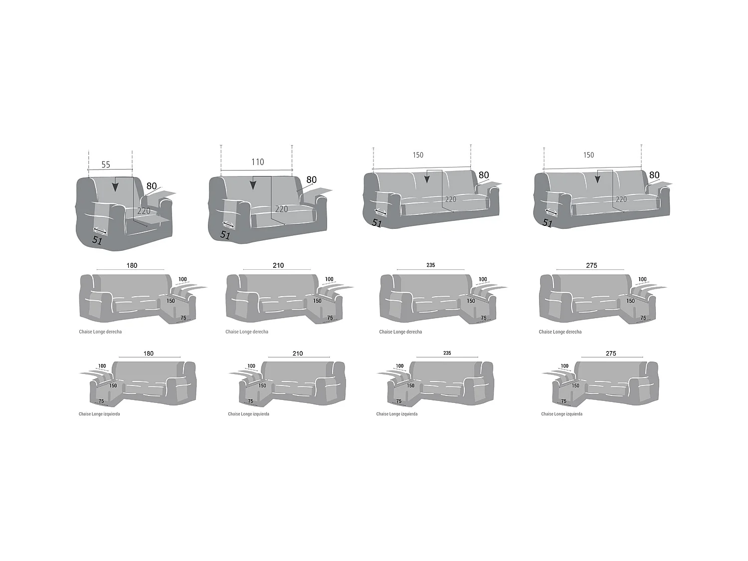 ESTORALIS | Cubre Sofá Tejido Jaquard Resistente | Chaisse Longue 210 cm Brazo Derecho | Tela 210 x 255 cm  | Modelo BERET Color Champagne