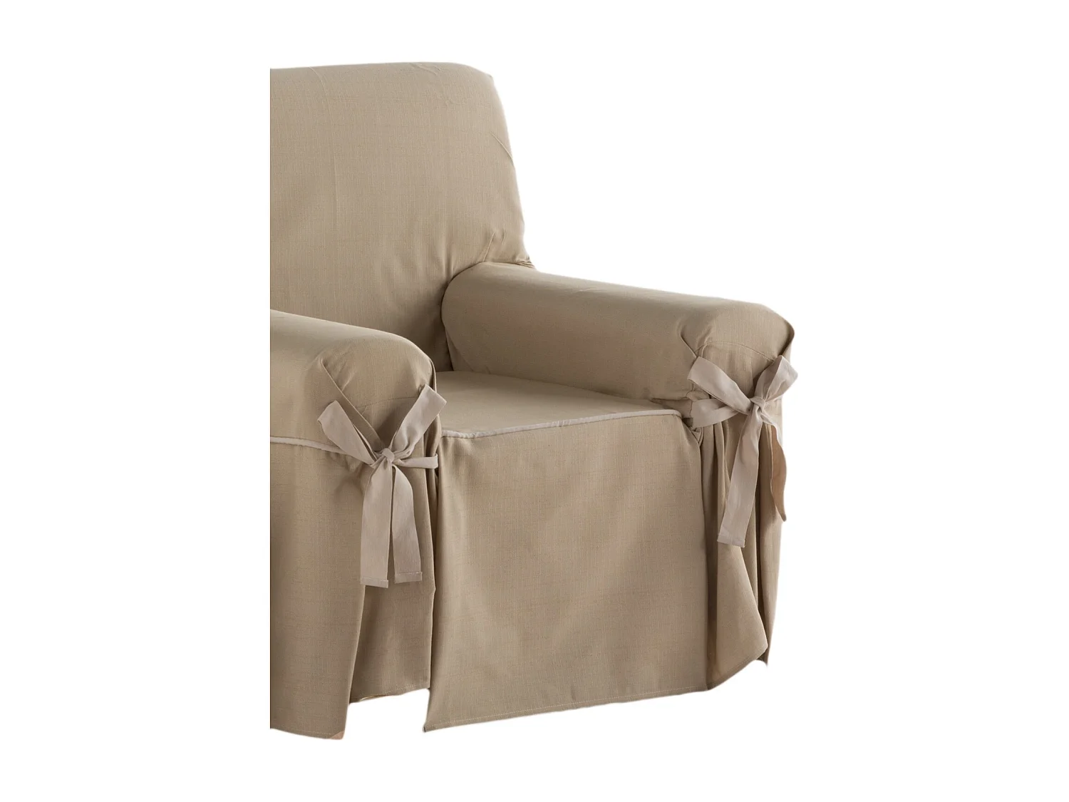 ESTORALIS | Funda Sofá Lazos Tejido Jaquard Resistente | Para Sillon o Relax 1 Plaza | Tamaño ( de 80 a 110 cm. )  | Modelo BERET Color Champagne