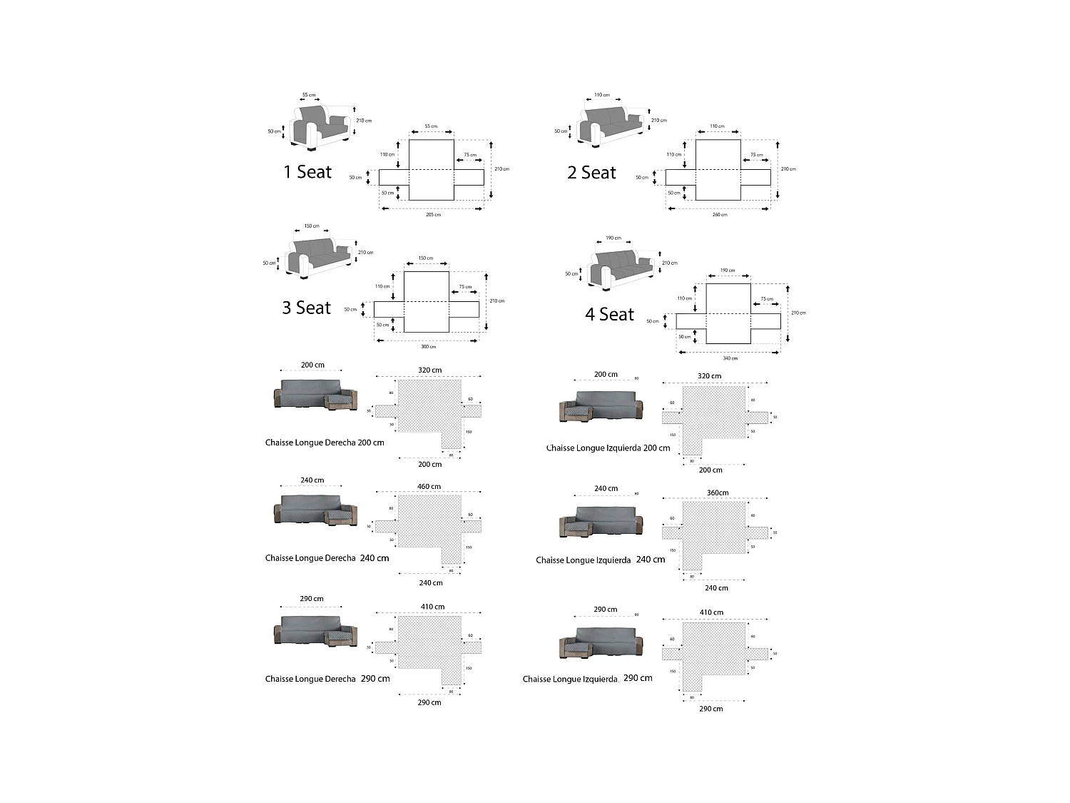 ESTORALIS | Cubre Sofá Acolchado Reversible | Para Sofa de 2 Plazas | Tela 110 x 210 cm | Modelo EDEN Color Beige/Taupe
