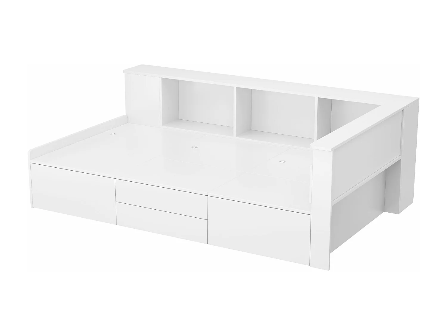 Einzelbett 90x200cm aus Massivholz - mit multifunktionalem Stauraum - Weiß