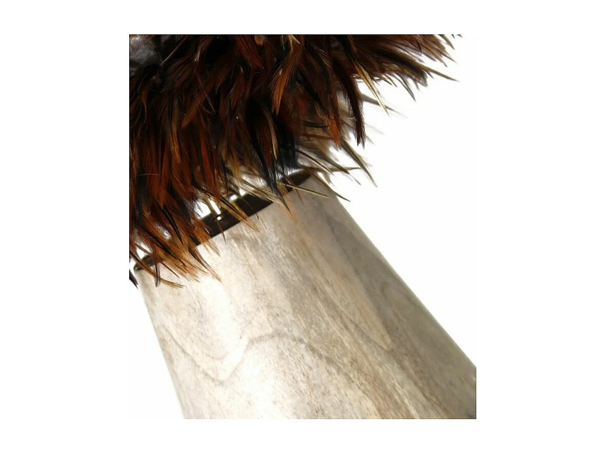 Lampe à poser plumes et teck massif clair vieilli Zoey