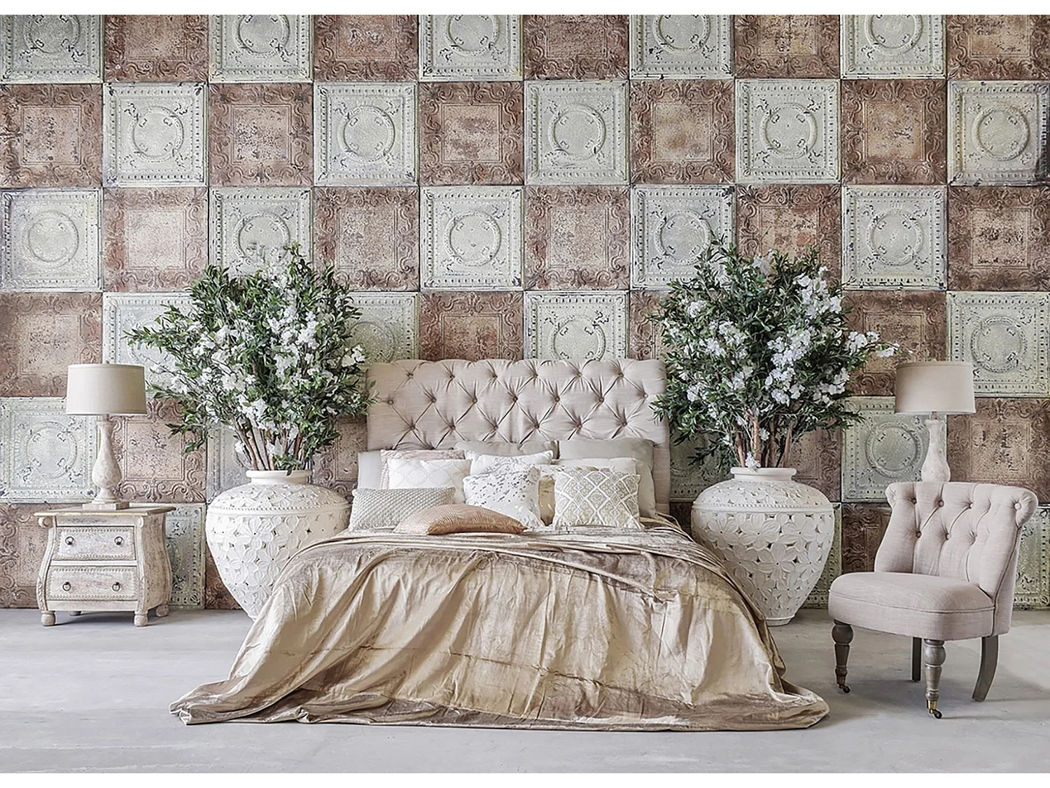 Lampe à poser résine et coton marron vieilli Zian