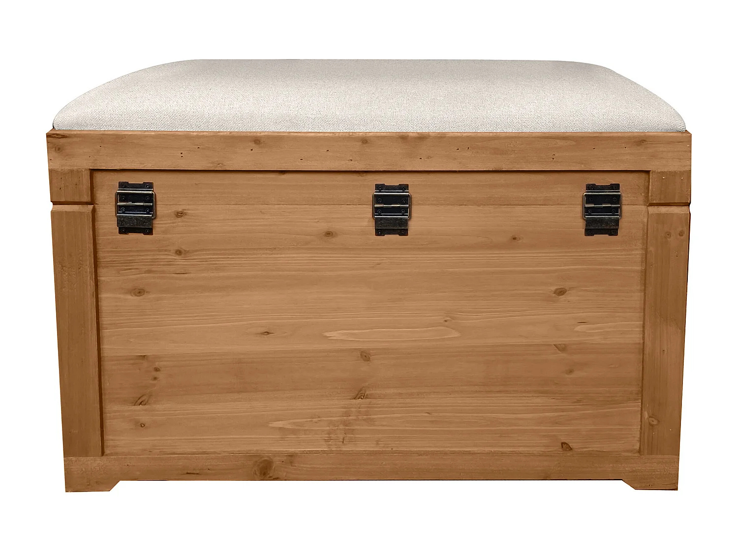 Cassapanca con cuscino in lino L. 80 x P. 40 x H. 53 cm Naturale e Beige - TURZA