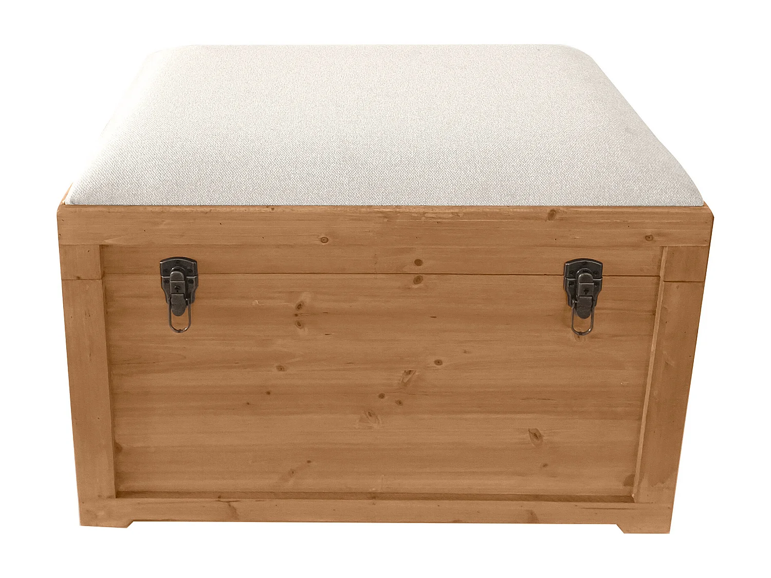 Cassapanca con cuscino in lino L. 80 x P. 40 x H. 53 cm Naturale e Beige - TURZA