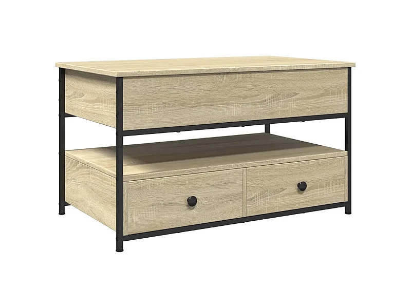 Table basse chêne sonoma 85x50x50 bois d'ingénierie et métal