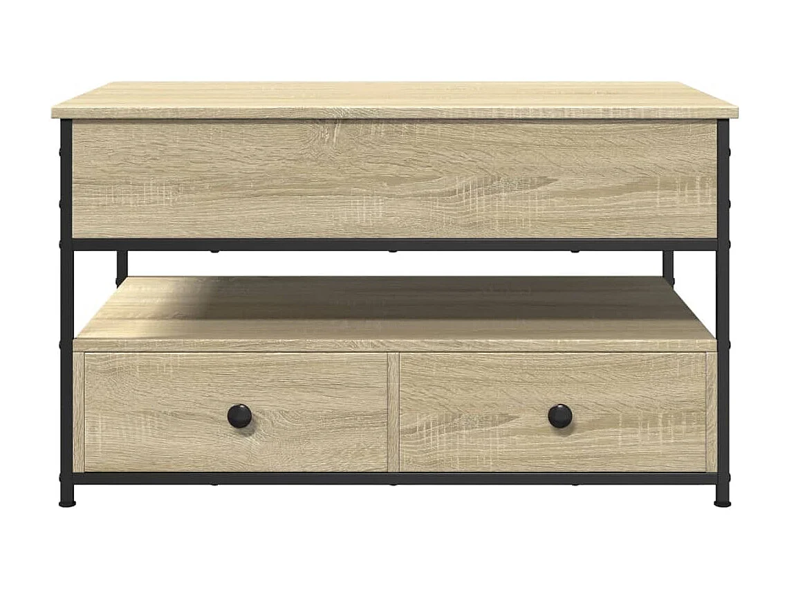 Table basse chêne sonoma 85x50x50 bois d'ingénierie et métal