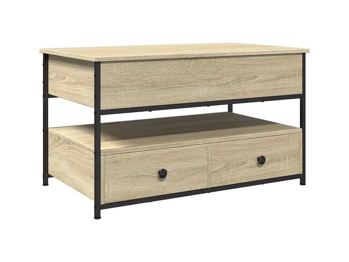 Table basse chêne sonoma 85x50x50 bois d'ingénierie et métal