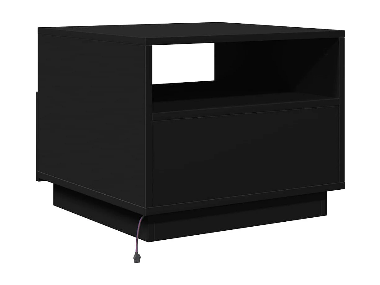 Table basse avec lumières LED noir 50x49x40