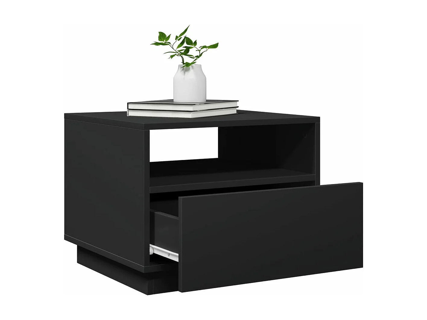 Table basse avec lumières LED noir 50x49x40