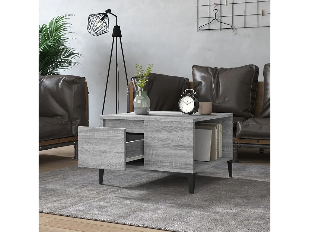 Table basse sonoma gris 55x55x36,5 bois d'ingénierie