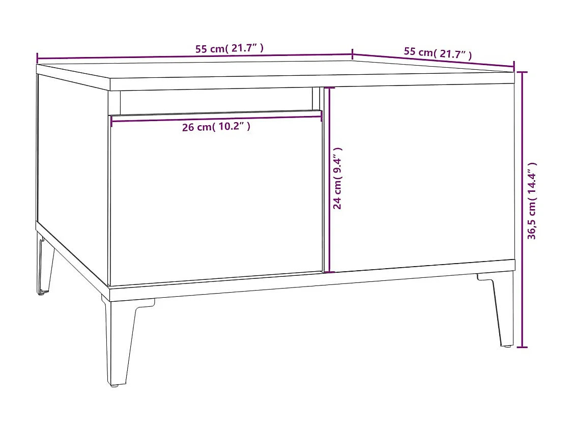 Table basse sonoma gris 55x55x36,5 bois d'ingénierie