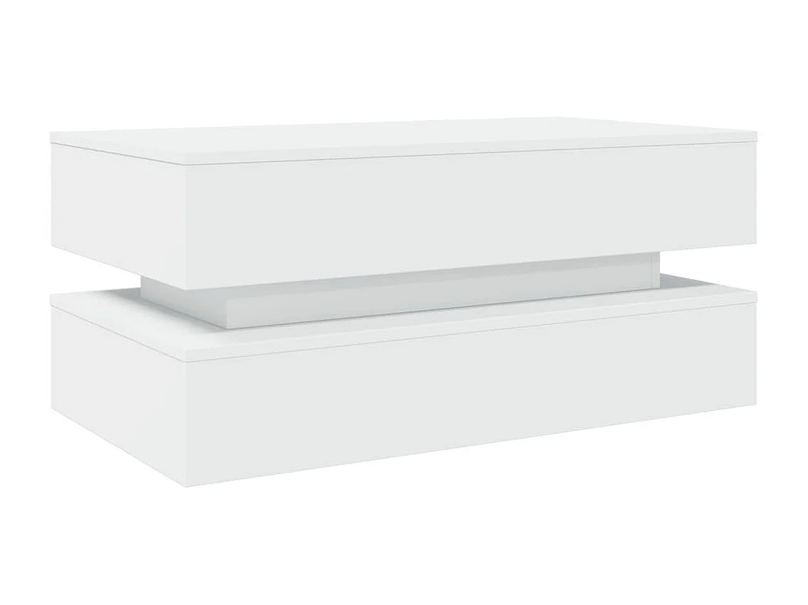 Table basse avec lumières LED blanc 90x50x40
