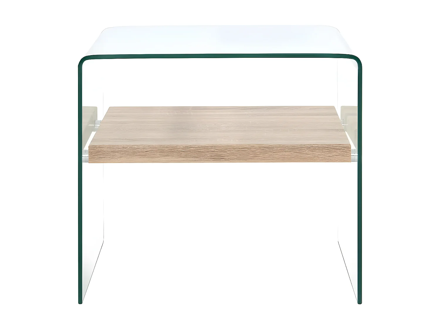 Table basse carrée verre transparent et chêne clairTable basse rectangulaire verre transparent et chêne clair Allissa