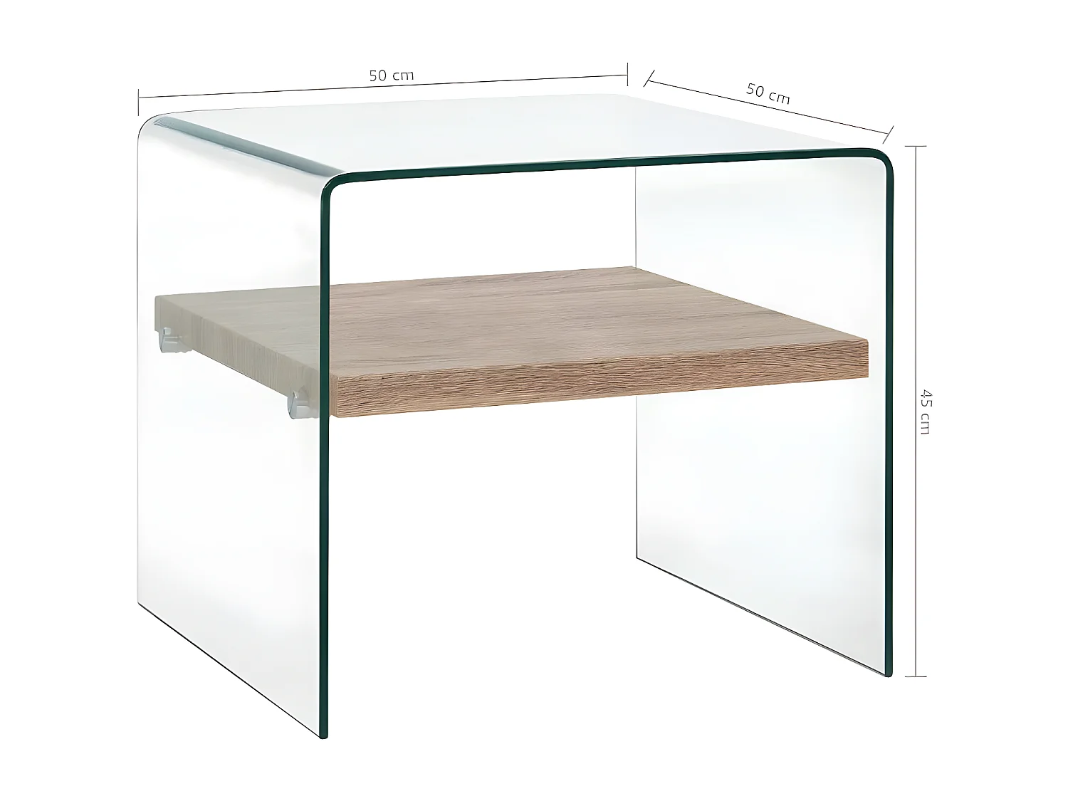 Table basse carrée verre transparent et chêne clairTable basse rectangulaire verre transparent et chêne clair Allissa