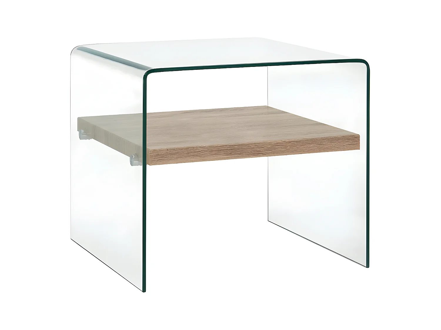 Table basse carrée verre transparent et chêne clairTable basse rectangulaire verre transparent et chêne clair Allissa
