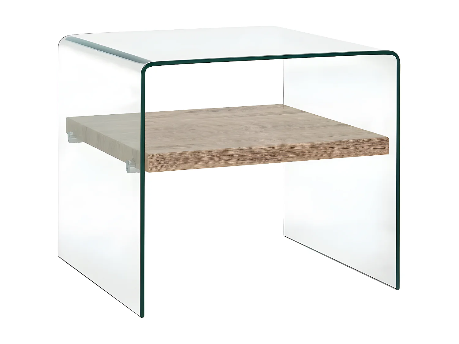Table basse carrée verre transparent et chêne clairTable basse rectangulaire verre transparent et chêne clair Allissa