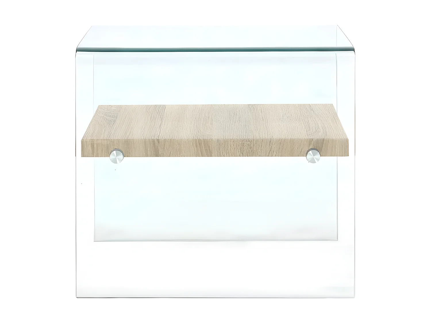 Table basse carrée verre transparent et chêne clairTable basse rectangulaire verre transparent et chêne clair Allissa