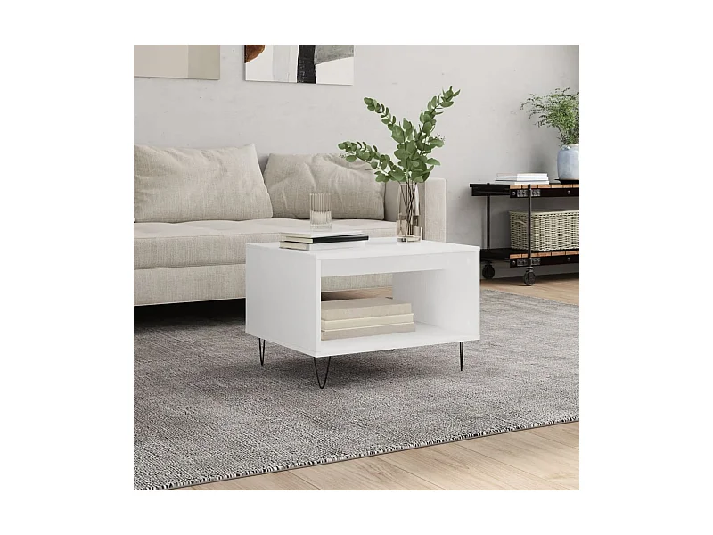 Table basse blanc 60x50x40 bois d'ingénierie