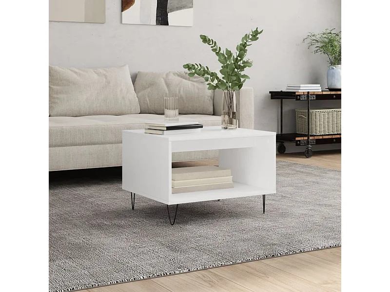 Table basse blanc 60x50x40 bois d'ingénierie