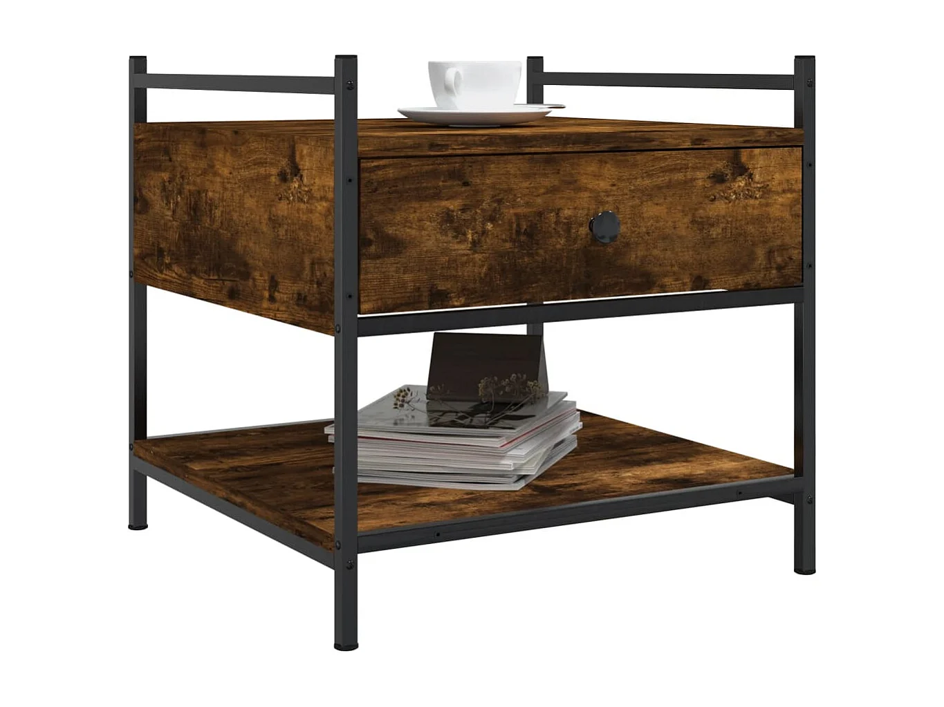 Table basse chêne fumé 50x50x50 bois d'ingénierie