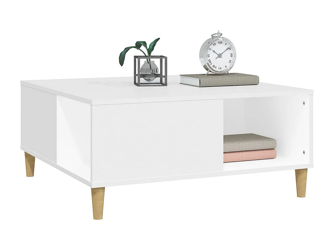 Table basse blanc 80x80x36,5 bois d'ingénierie