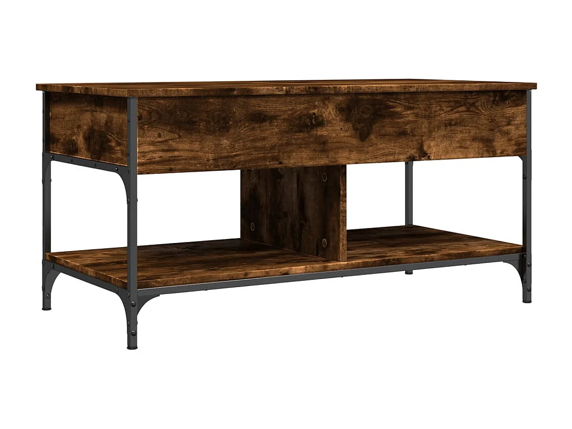 Table basse chêne fumé 100x50x50 bois d'ingénierie et métal