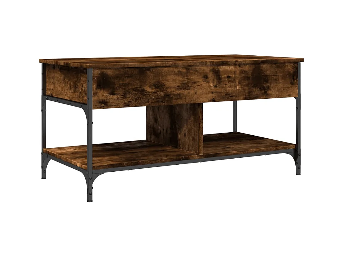 Table basse chêne fumé 100x50x50 bois d'ingénierie et métal