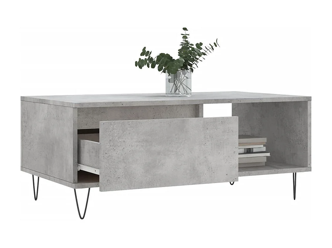 Table basse Gris béton 90x50x36,5 Bois d'ingénierie