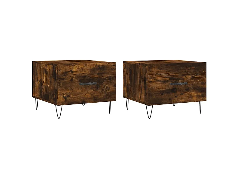 Tables basses 2 pcs chêne fumé 50x50x40 bois d'ingénierie