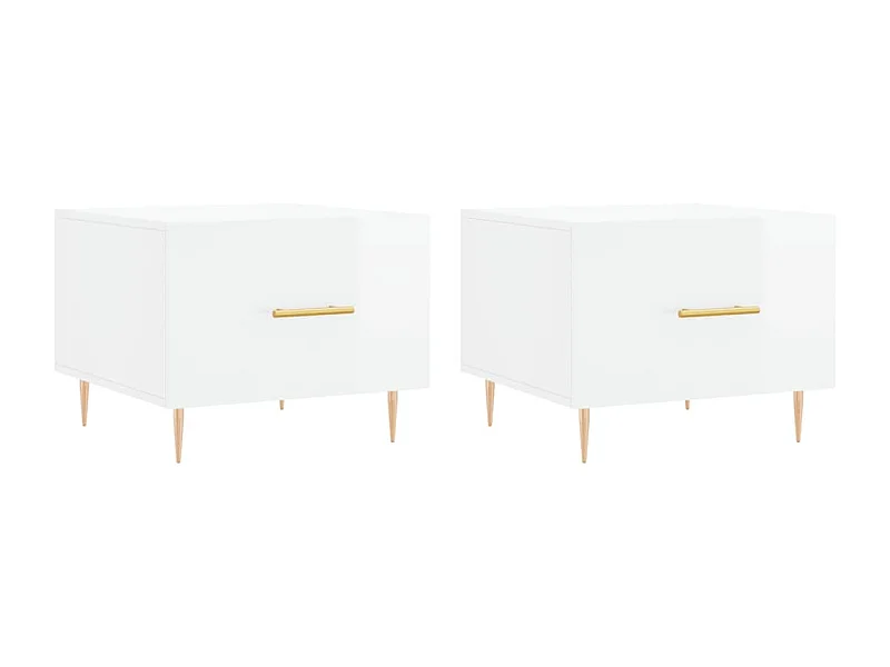Tables basses 2 pcs blanc brillant 50x50x40 bois d'ingénierie