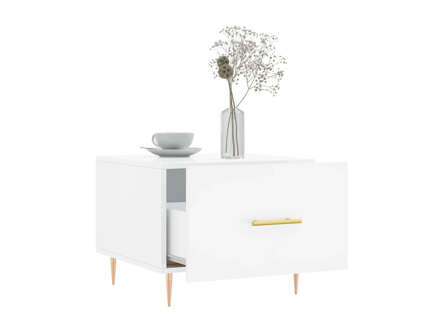 Tables basses 2 pcs blanc brillant 50x50x40 bois d'ingénierie