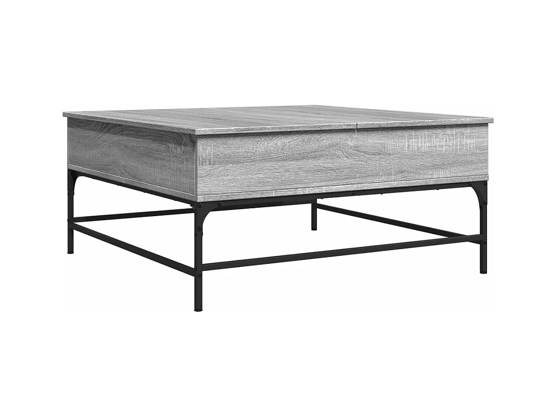 Table basse sonoma gris 95x95x45 bois d'ingénierie et métal