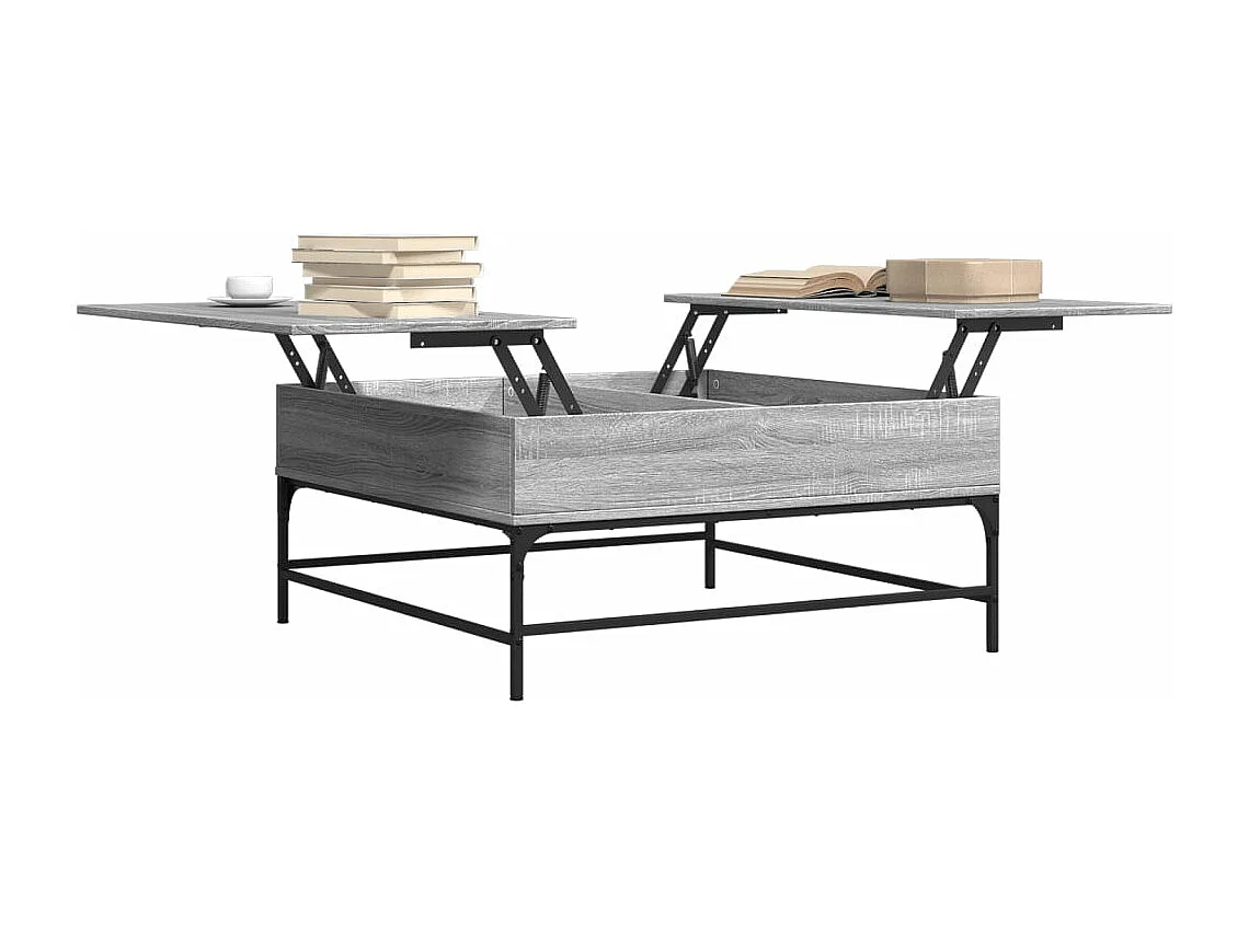 Table basse sonoma gris 95x95x45 bois d'ingénierie et métal