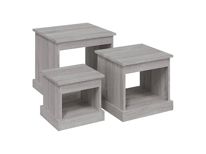 Tables basses 3 pcs sonoma gris bois d'ingénierie