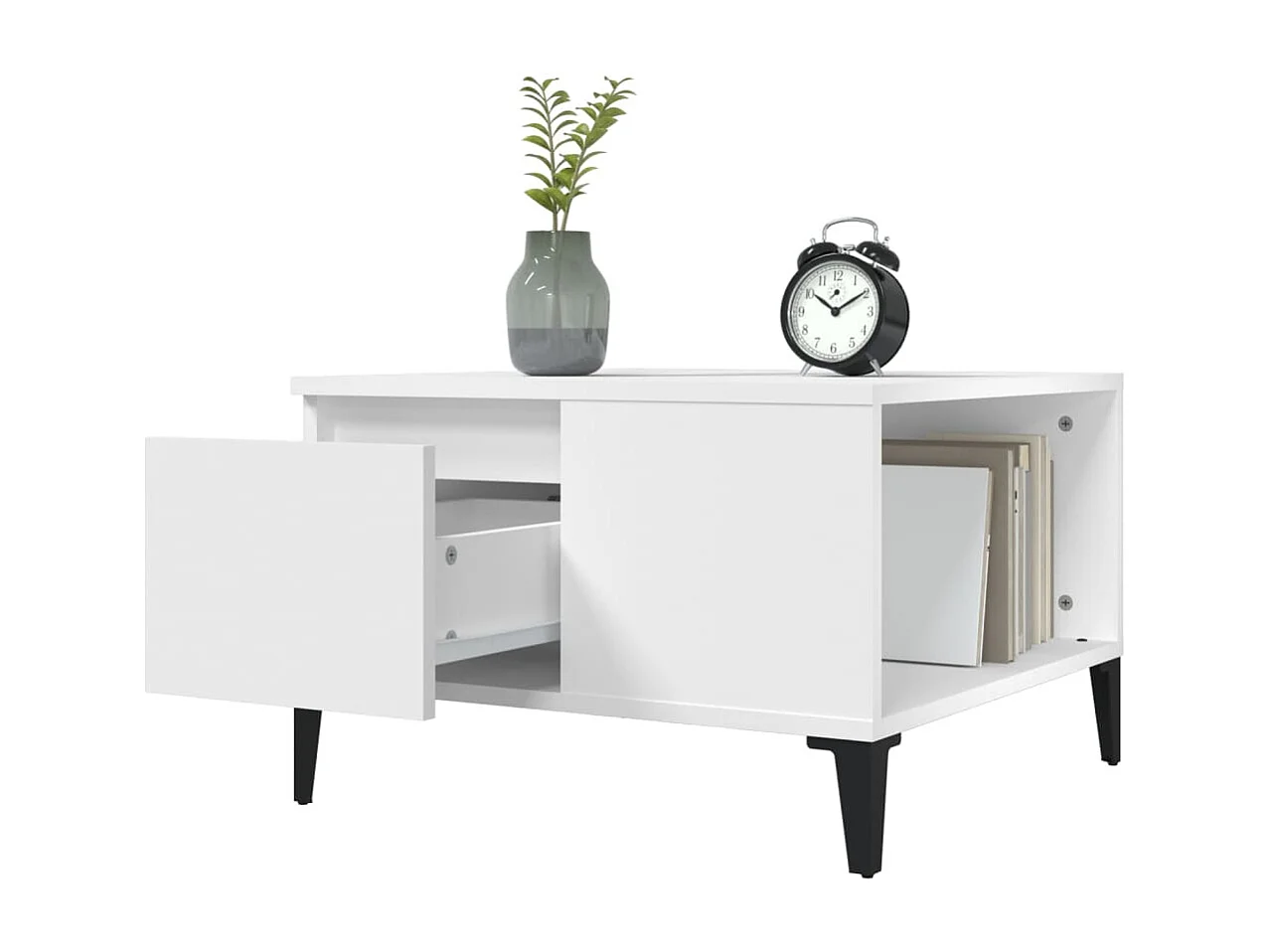 Salontafel 55x55x36,5 cm bewerkt hout wit