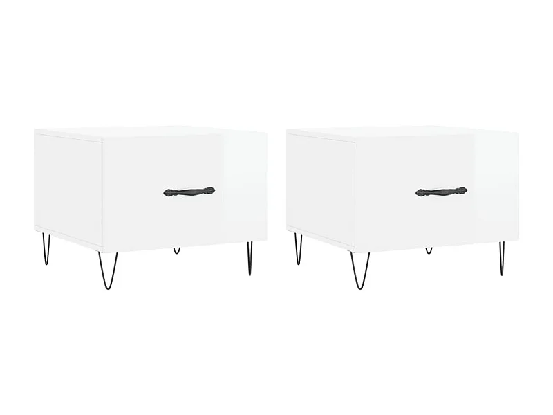 Tables basses 2 pcs blanc brillant 50x50x40 bois d'ingénierie