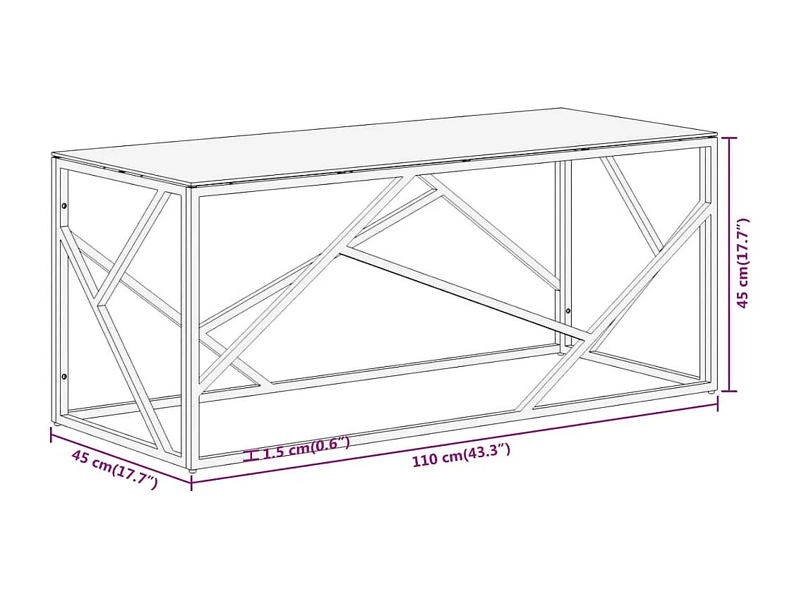 Table basse doré acier inoxydable et verre trempé