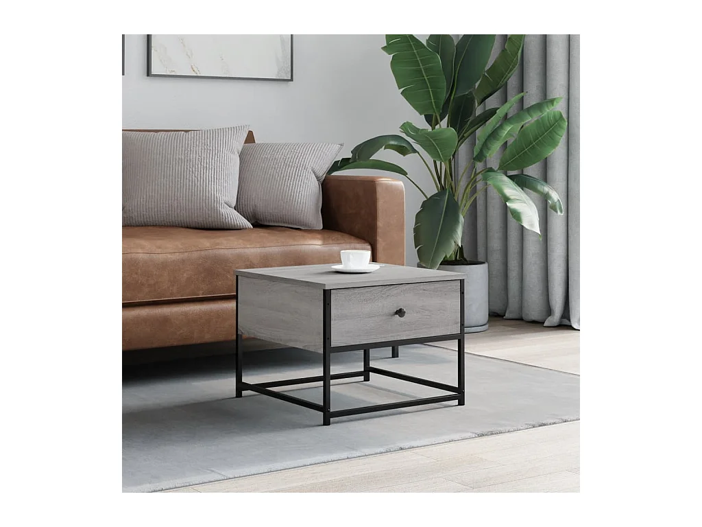 Table basse sonoma gris 51x51x40 bois d'ingénierie