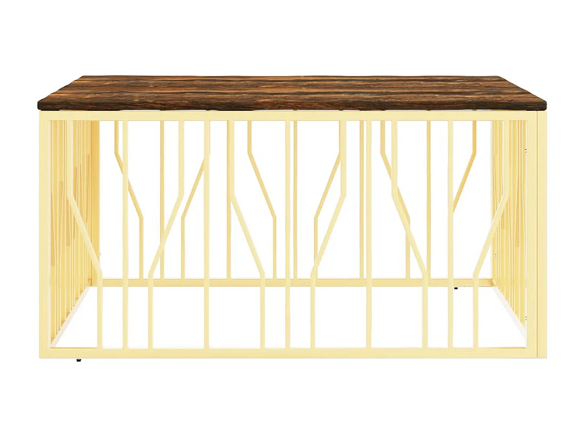 Salontafel roestvrijstaal en massief gerecycled hout goudkleur