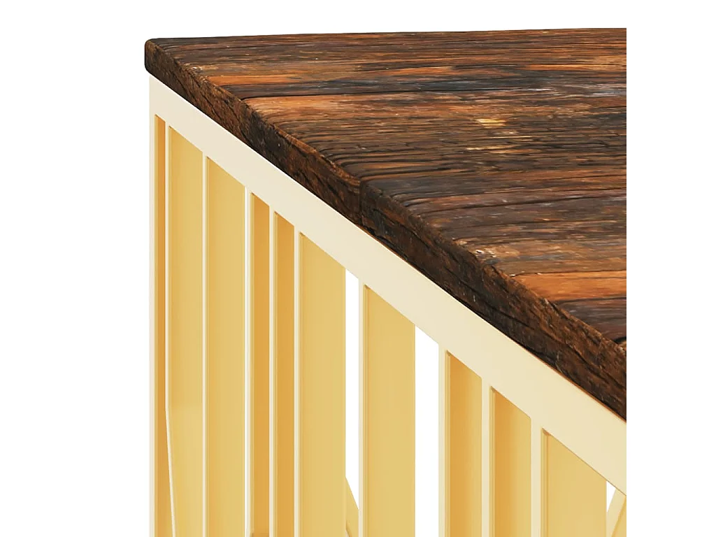 Salontafel roestvrijstaal en massief gerecycled hout goudkleur
