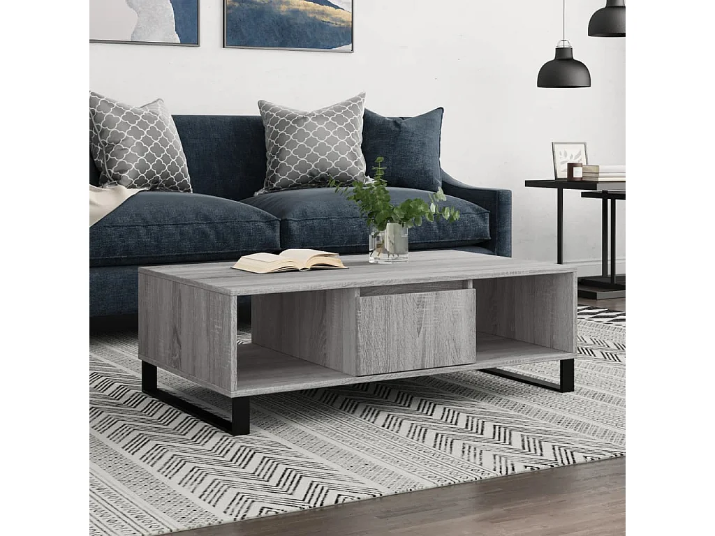 Table basse sonoma gris 104x60x35 bois d'ingénierie